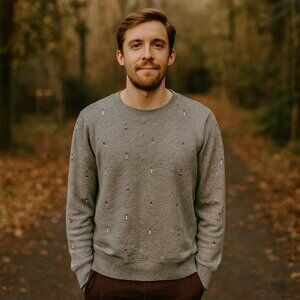 J. Crew Vintage Fleece Crewneck Sweatshirt Lighthouse Embroidered Sz L